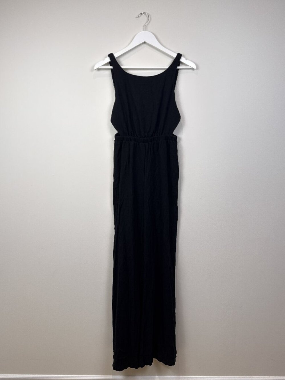 Petal + Pup Womens Black Linen Cotton Cutout Back Wide Leg Jumpsuit Size 4 US 8